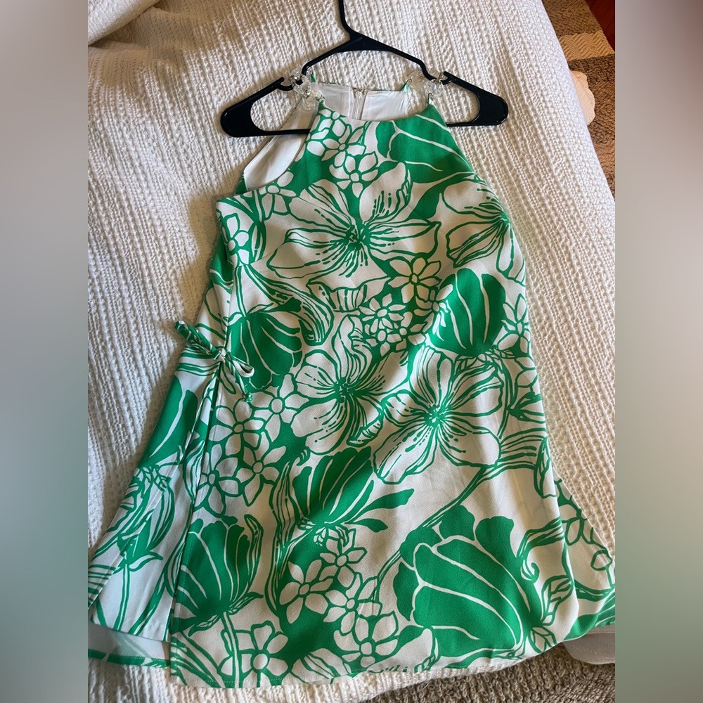 Lilly Pulitzer PEARL Shift Romper, Spearmint Oversized Kiss My Tulip size 8